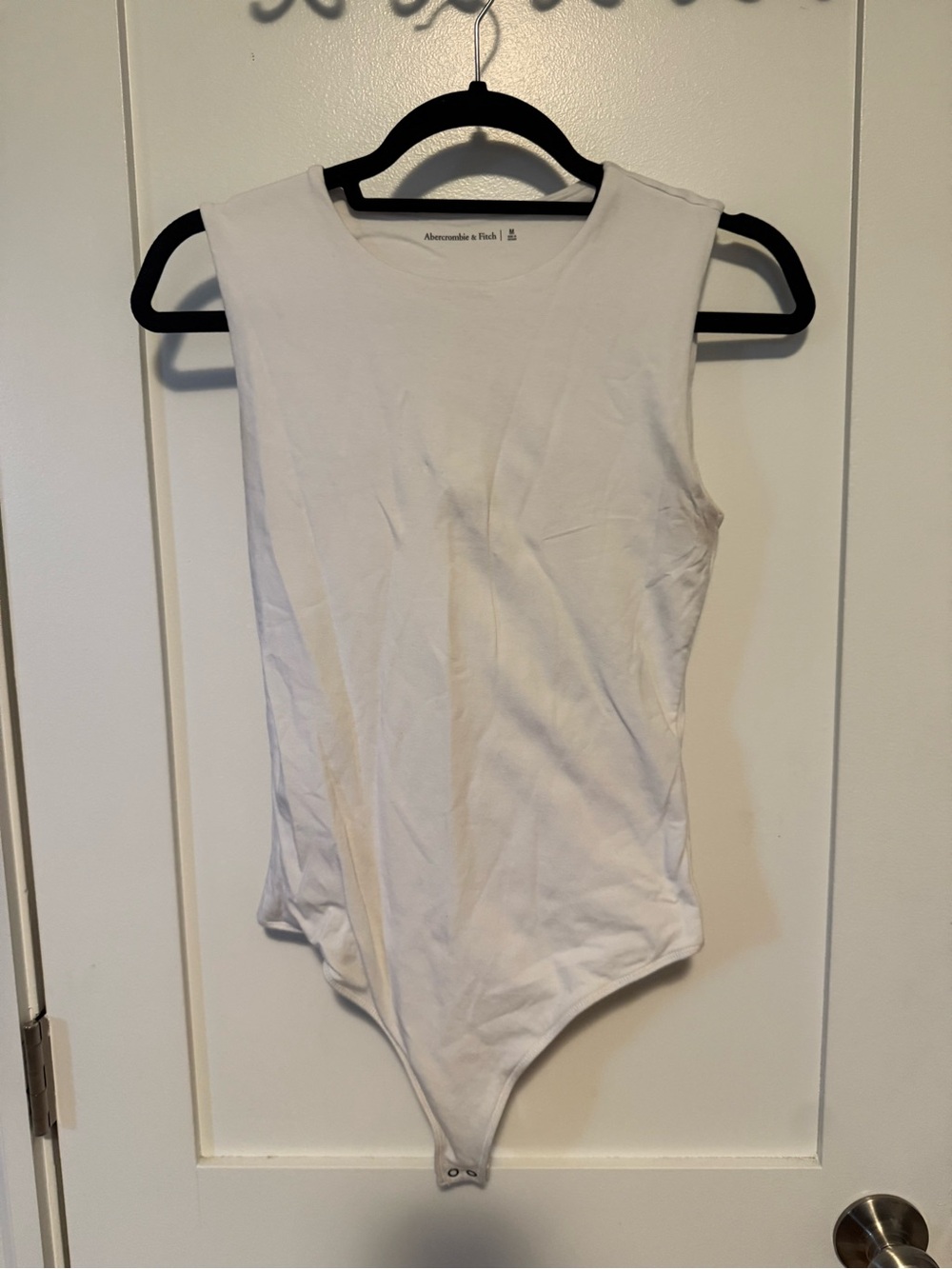 Abercrombie & Fitch White Sleeveless Crewneck Bodysuit